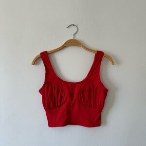 CHERRY RED TANK TOP WITH DETAIL